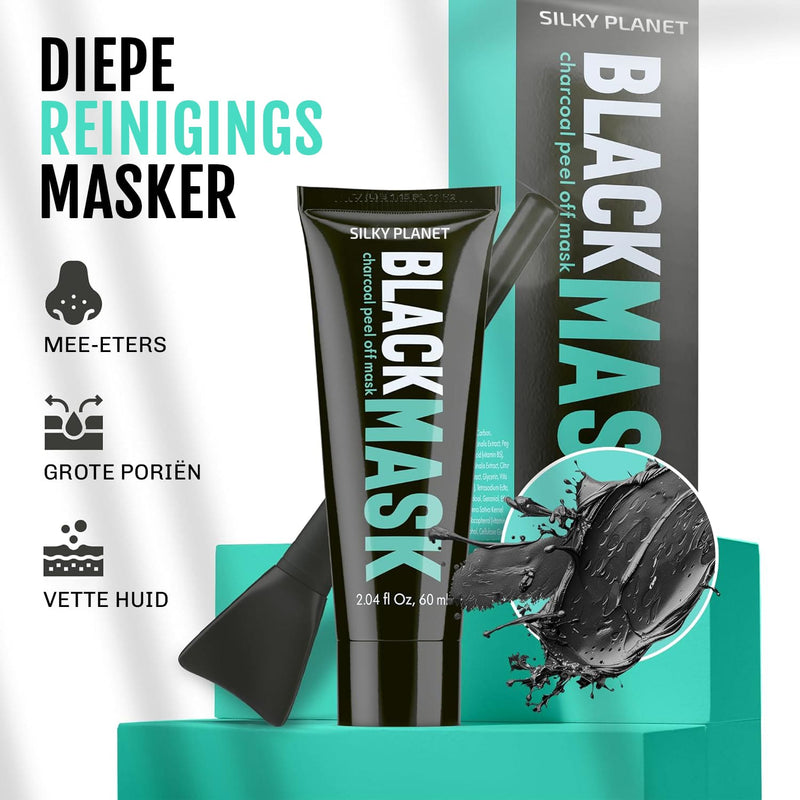 Black mask peel-off met actieve houtskool – werkt als een magneet tegen talg en vuil