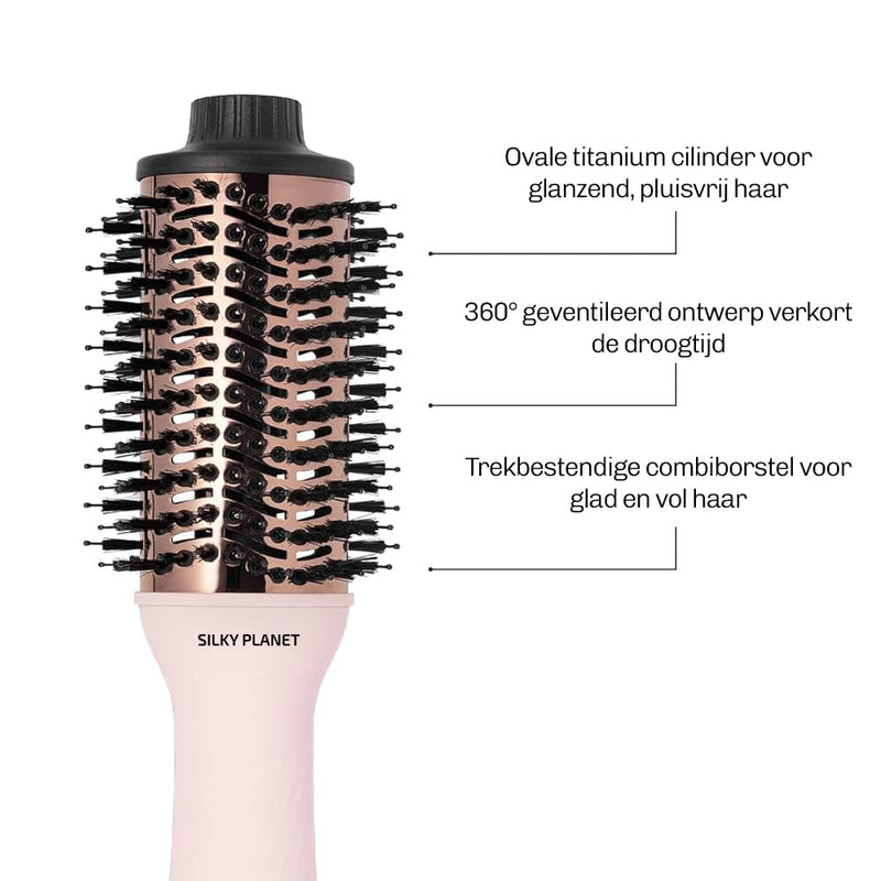 Föhnborstel met ionen tegen pluis en statisch haar – gladde finish met natuurlijke glans