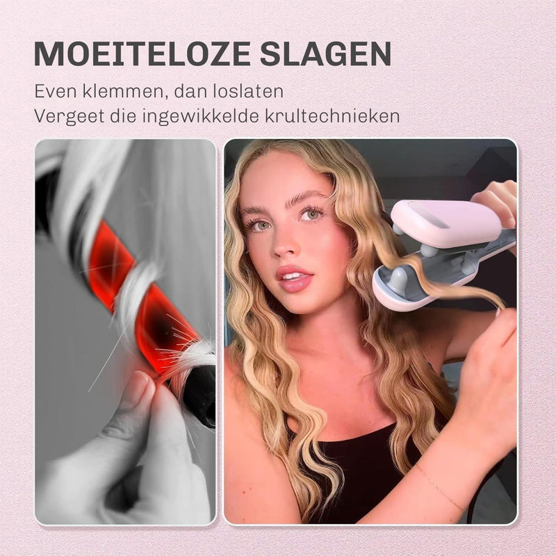 Ionische golftang vermindert pluis en geeft zichtbaar meer glans en zachtheid aan het haar