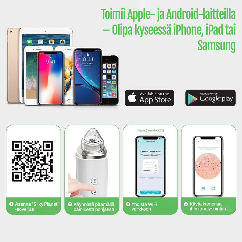 Mustapäiden poistopakkaus kameralla