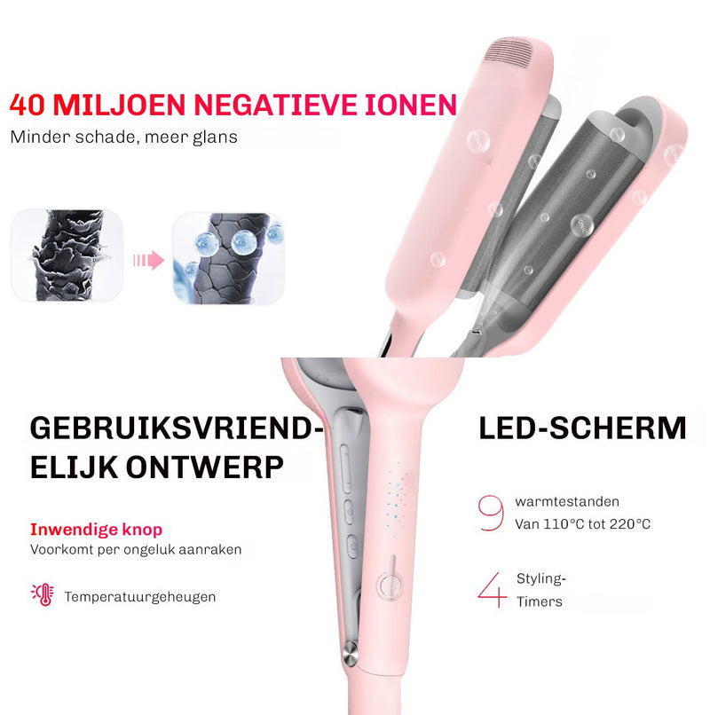 Ionische krultang voor waves – geschikt voor fijn, dik, kort of lang haar