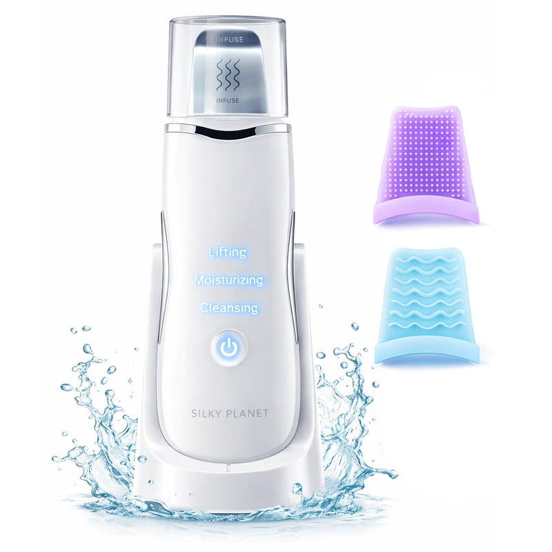 SilkyPlanet DermaGlow 5 ultrasone gezichtsreiniger – verwijdert mee-eters en dode huidcellen effectief