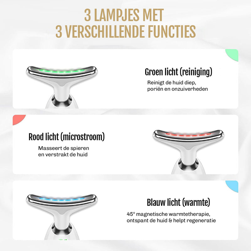 SilkyPlanet Micro Glow gezichtsapparaat – combineert huidversteviging, massage en LED therapie