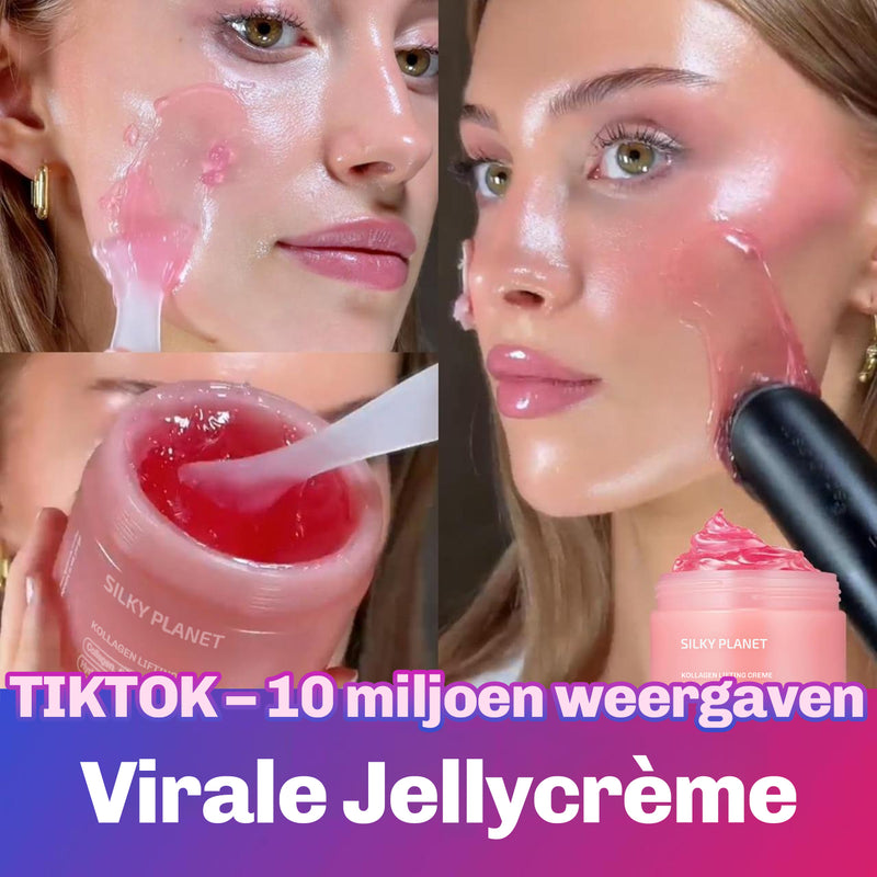 SilkyPlanet collageen gezichtscrème close-up – zijdezachte formule die snel intrekt