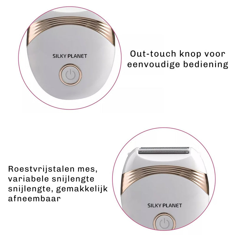 SilkyPlanet compacte ladyshaver met hypoallergene coating voor gevoelige huid
