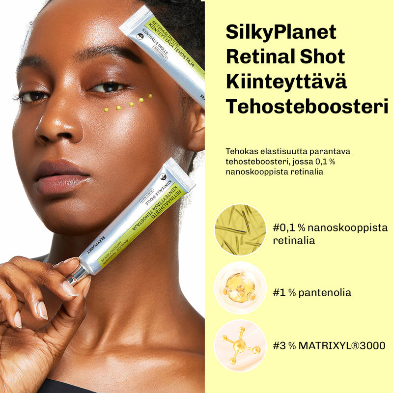 SilkyPlanet retinal seerumi lähikuvassa – kevyt ja nopeasti imeytyvä koostumus ilman rasvaista tunnetta
