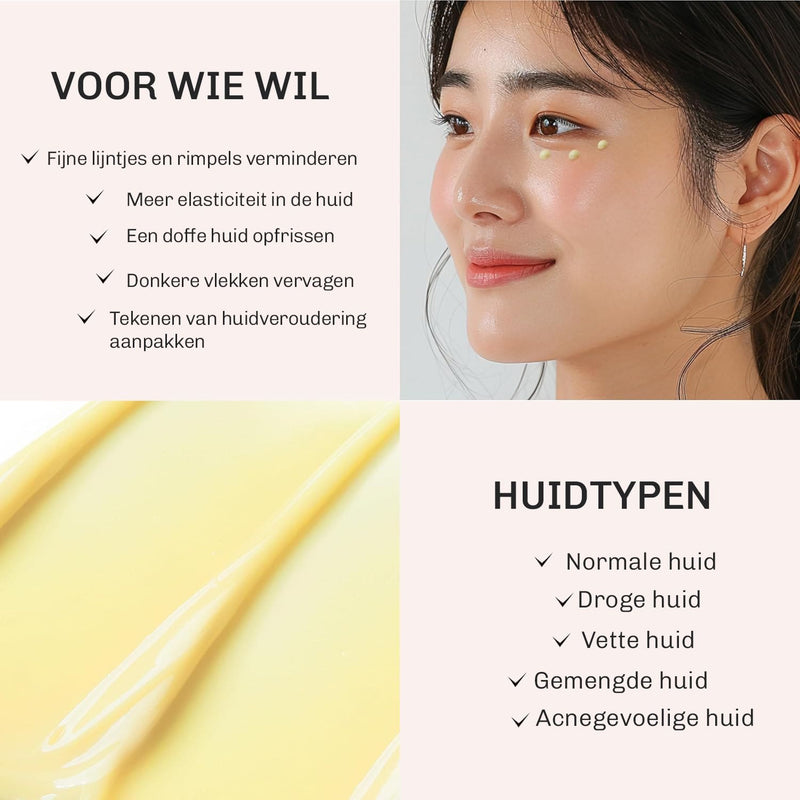 Voor en na gebruik van AgeRepair 7 oogcrème – zichtbaar frissere en gladdere oogcontour