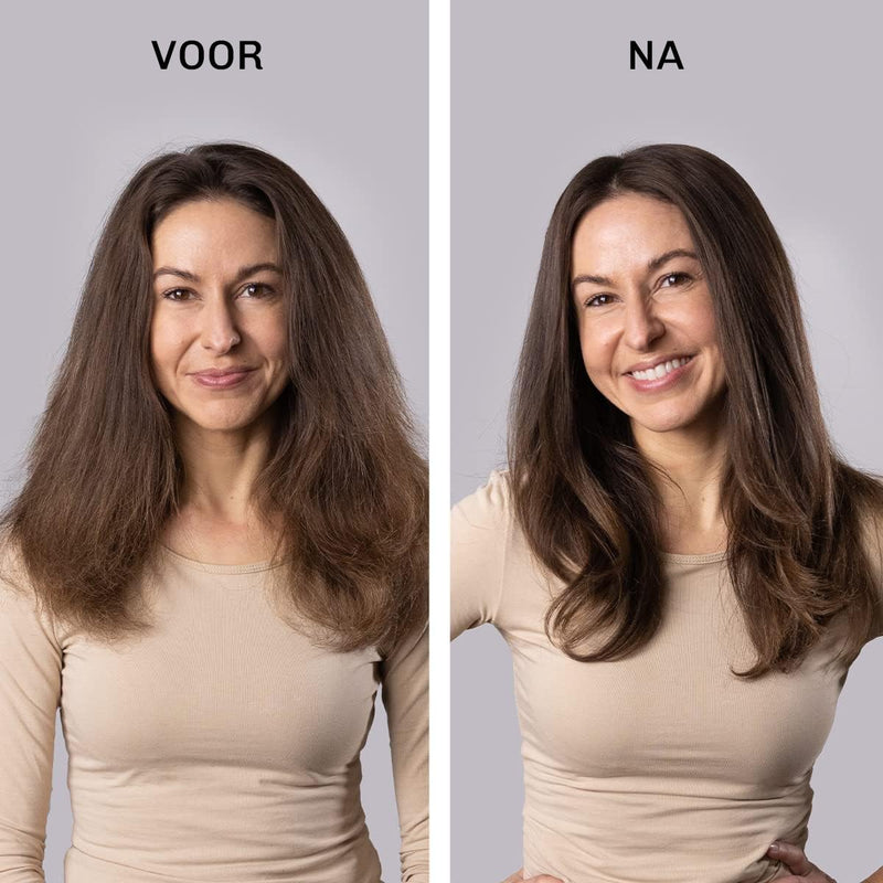 Voor en na VolumeBrush 2-in-1 – meer volume, gladder haar en een professionele blowout look