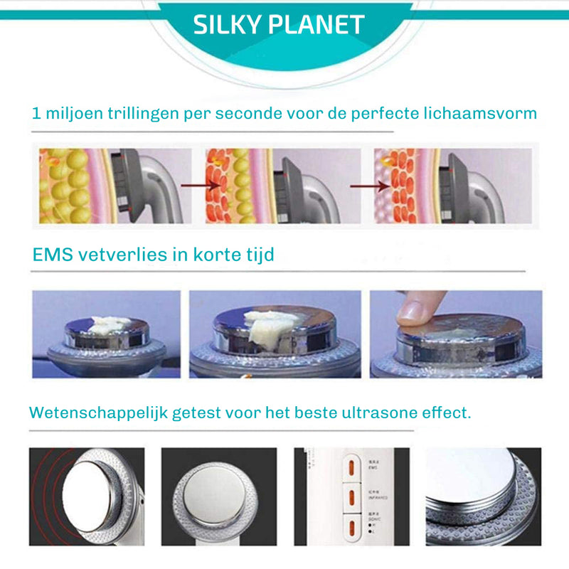 Voor en na gebruik van SilkyPlanet CelluX – zichtbaar gladdere en strakkere huid