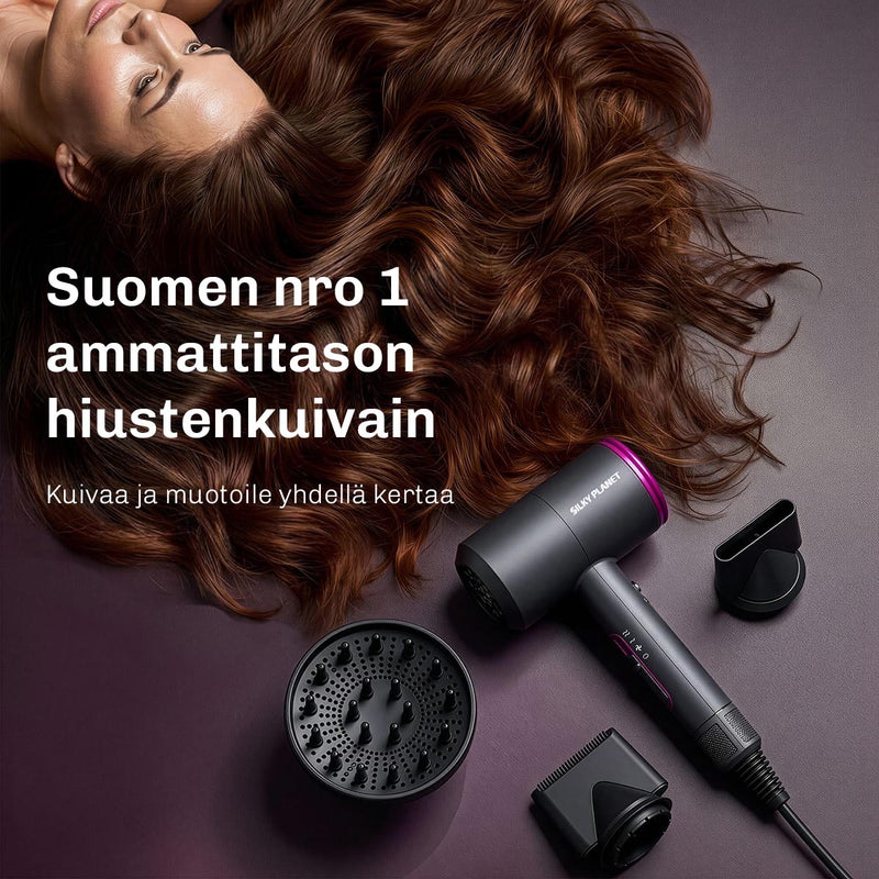 Ammattimainen AirFusion-hiustenkuivain nopeaan kuivaamiseen ja kampaamotasoiseen lopputulokseen.
