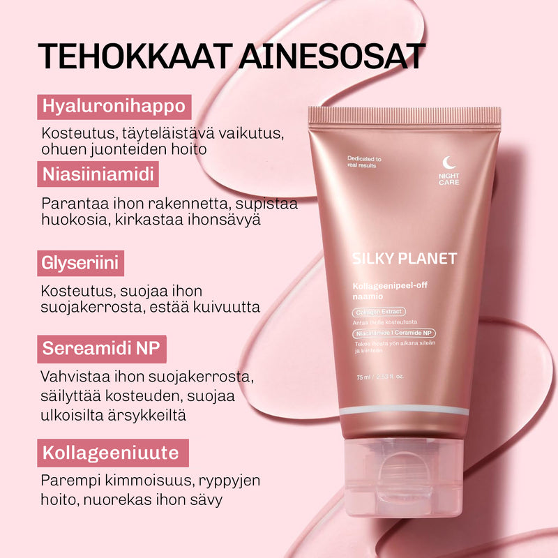Silky Planet -naamion pakkaus – hygieeninen ja helppokäyttöinen tuubi