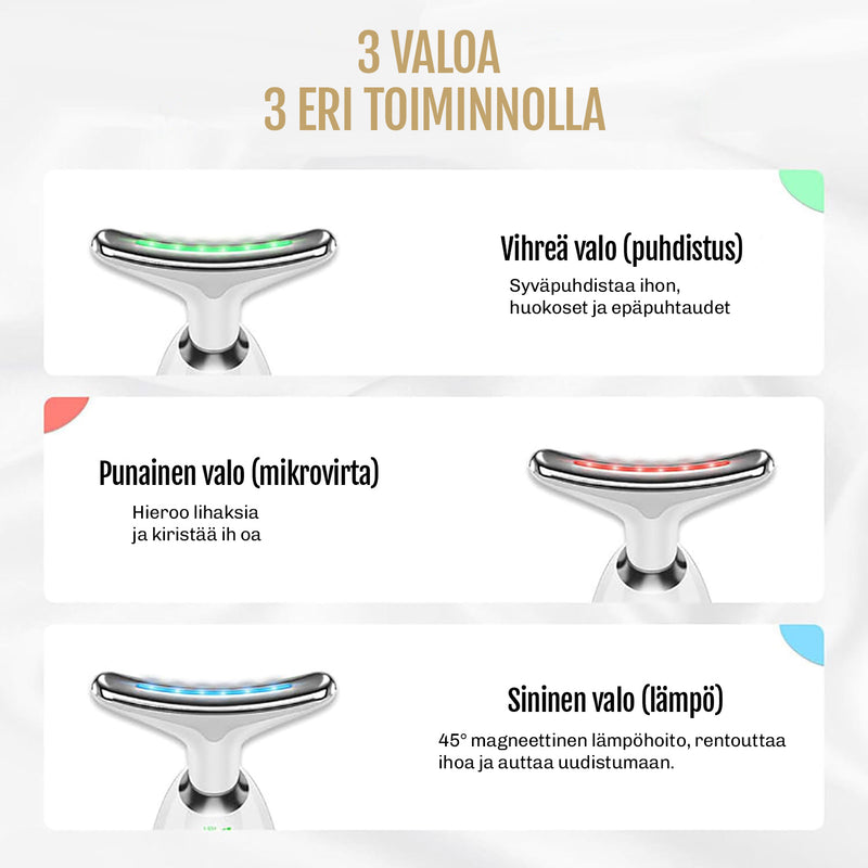 Lähikuva valoterapiapäästä – tasainen valonjako ja hellävarainen kosketus iholle
