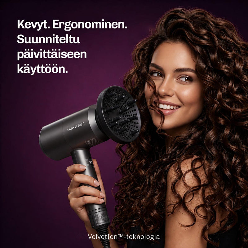AirFusion-nopeakuivain lyhentää hiusten kuivausaikaa ja helpottaa päivittäistä muotoilua.