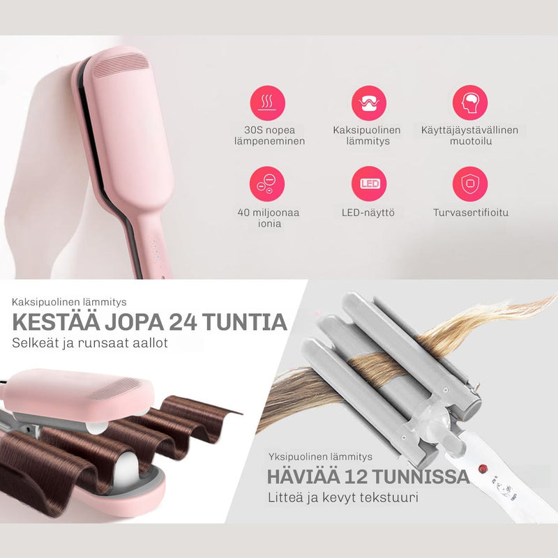 Sopii kaikille hiustyypeille ohuista paksuihin