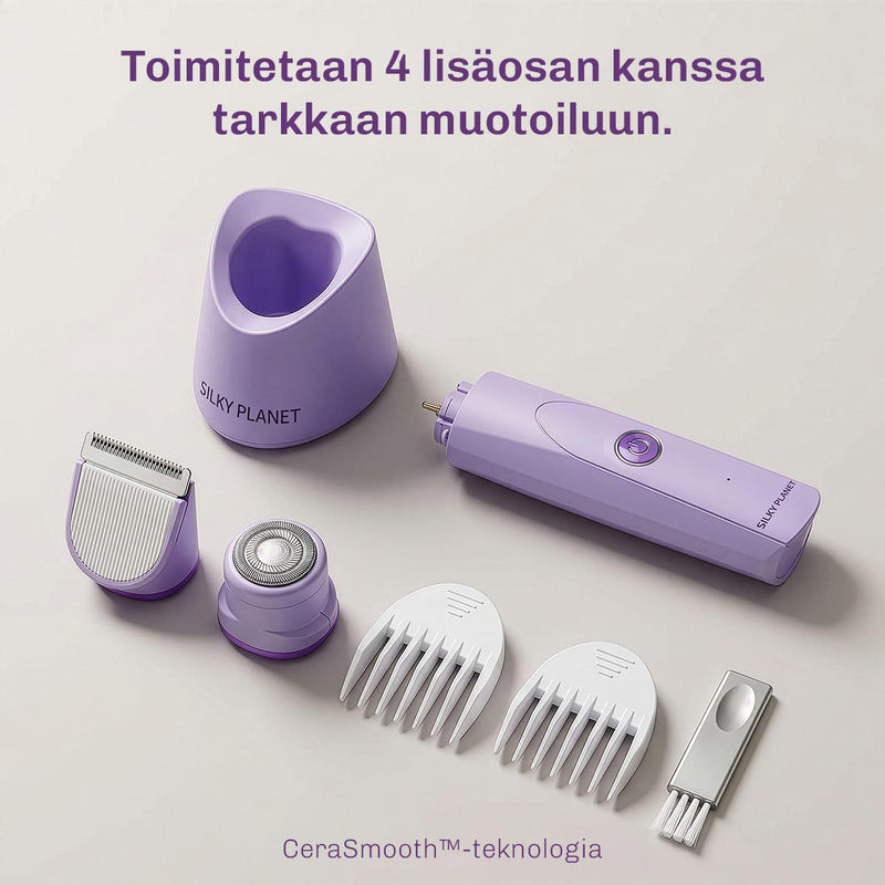 TrimCare vartalo- ja intiimitrimmeri tarkkaan ja miellyttävään karvanpoistoon herkiltä alueilta.